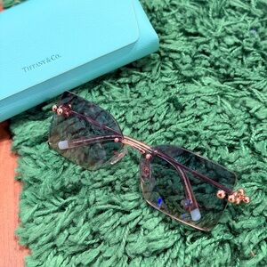 Tiffany & Co. Gradient Square Sunglasses Green/Rose Gold One Size PreOwned